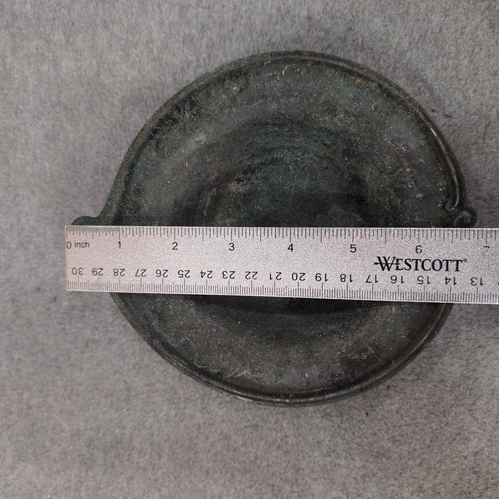 Ancient Bronze Patera Ritual Libation Dish Shallow Bowl with Green Patina - Picture 3 of 4